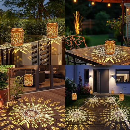 Brizled Hummingbird Solar Lantern Outdoor, 2 Pack Hanging Solar LED Lantern Waterproof, Warm White Outdoor Tabletop Lantern Lamp, Decorative Garden Lights for Patio Yard Porch Pathway Lawn Home Decor