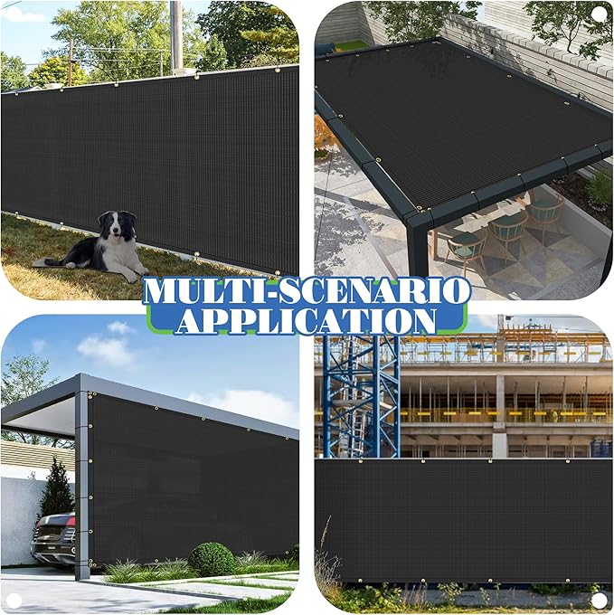ECOOPTS 4'x135' Privacy Fence Screen Windscreen with Copper Grommets, Fit for Commercial Fence and Residential Garden Outdoor 90% UV Blockage, Cable Zip Ties Included (Black)