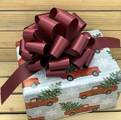 Large Burgundy Gift Pull Bows - 9" Wide, Set of 6, Valentine's Day, V-Day, Gift Basket, Presents, Boxing Day, Birthday, Fundraiser, Birthday, Wreath, Swag, Classroom, Office, Mother's Day