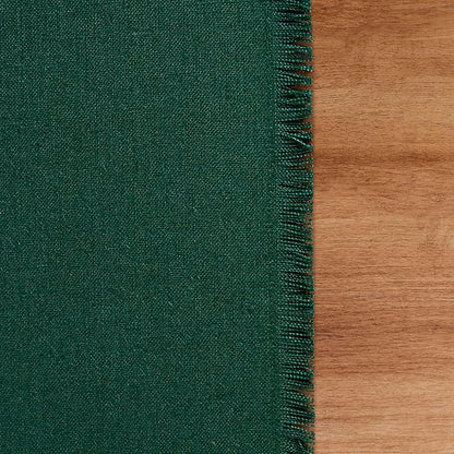 Solino Home Linen Fringe Table Runner 108 Inches Long - 100% Pure Linen Evergreen Table Runner 14 x 108 Inch for Winter, St Patricks Day - Handcrafted and Machine Washable