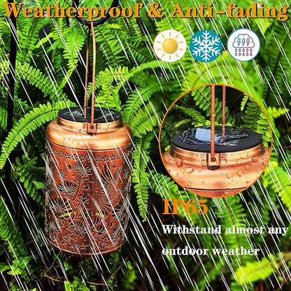 Merrytech Solar Lanterns Outdoor Waterproof,Hummingbird & Gesang Flower Lights,Metal Hanging Garden Decor Outside,Yard Art Decorations for Patio,Pathway,Gardening Birthday Gifts for Mom,Women,Grandma