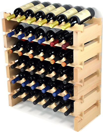 sfDisplay.com,LLC. Modular Wine Rack Beechwood 24-72 Bottle Capacity 6 Bottles Across up to 12 Rows Newest Improved Model (36 Bottles - 6 Rows)