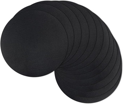 13" Round Placemats Set of 12, Reversible Faux Leather Heat Resistant Table Mats, 100% Waterproof Oilproof Wipeable Table Protective Placemats for Vinyl, Washable for Indoor (12, Black)