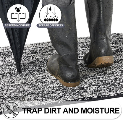 REFETONE Indoor Doormat, Front Door Mat 36"x59" Absorbent Rubber Backing Non Slip Back Door Mats, Washable Low-Profile Inside Floor Mat Door Rugs for Entryway, Resist Dirt Mud Mat for Dogs, Black