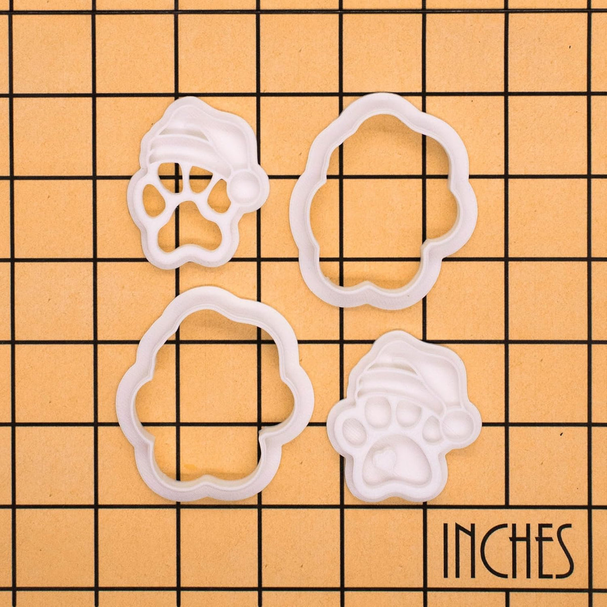 Bakerlogy Paw-lalalala – Mini Santa Paw Cookie Cutter & Stamp Set (2") – Set of 2 Paw Prints with Santa Hat for Christmas Pet-Themed Fondant