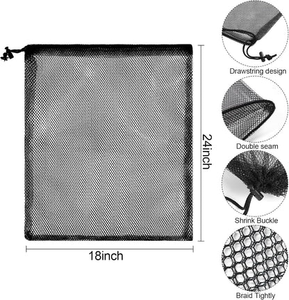 iMucci 18"X24" 12Pcs Mesh Laundry Drawstring Bag Nylon Drawstring Gym Bag with Cord Lock Closure