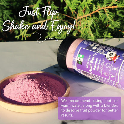 NPG Freeze-Dried Acai Berry Powder 7 Oz, Seedless Superfood with a Fine Powder Texture for Smoothies, Drinks, and Natural Food Coloring, Non-GMO