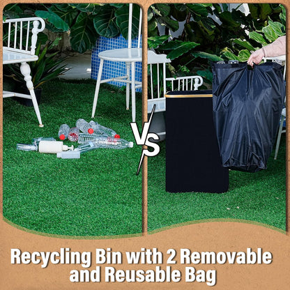 efluky Recycling Bin for Kitchen 26 Gallon, 100L Recycle Bin with 2 Removeable and Reusable Inner Bag, Large Recycling bin with lid for Bottle Can Plastice Stickers (Black)