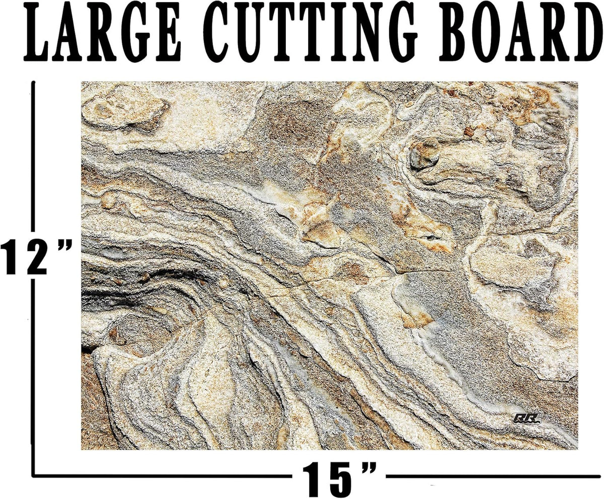 Rogue River Tactical Light Granite Stone Marble Gray Brown White Pattern Textured Marble Art Kitchen Glass Cutting Board Modern Decorative Gift