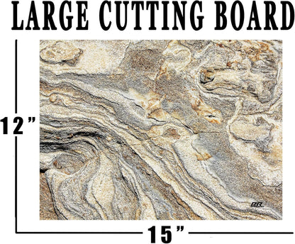 Rogue River Tactical Light Granite Stone Marble Gray Brown White Pattern Textured Marble Art Kitchen Glass Cutting Board Modern Decorative Gift