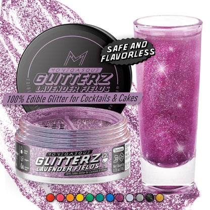 Monégasque Lavender Purple Edible Glitter for Drinks 10g – Purple Edible Glitter for Cakes & Cocktails – Halloween Cocktail Drink Shimmer