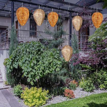 Honoson 4 Pieces Waterproof Hanging Lantern for Home Garden Yard Outdoors (Orange,Sandy Brown)