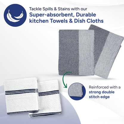 Casa Platino Mini Oven Mitts Set, 8-Piece – 500°F Heat Resistant Silicone Oven Mitts, Potholders for Kitchens, 2 Kitchen Towels & 2 Dish Cloths