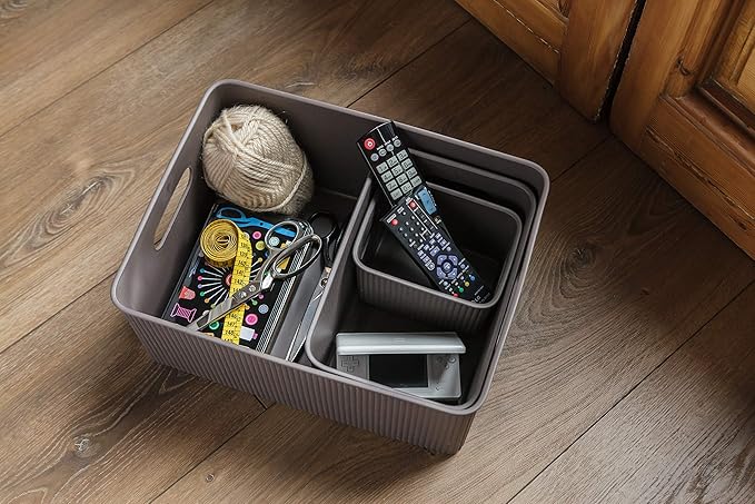 Tatay Baobab Multi-purpose Small Storage Basket with Capacity for 1.5 Litres, Taupe, 12.8 x 16.7 x 10