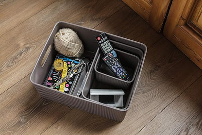 Tatay Baobab Multi-purpose Small Storage Basket with Capacity for 1.5 Litres, Taupe, 12.8 x 16.7 x 10