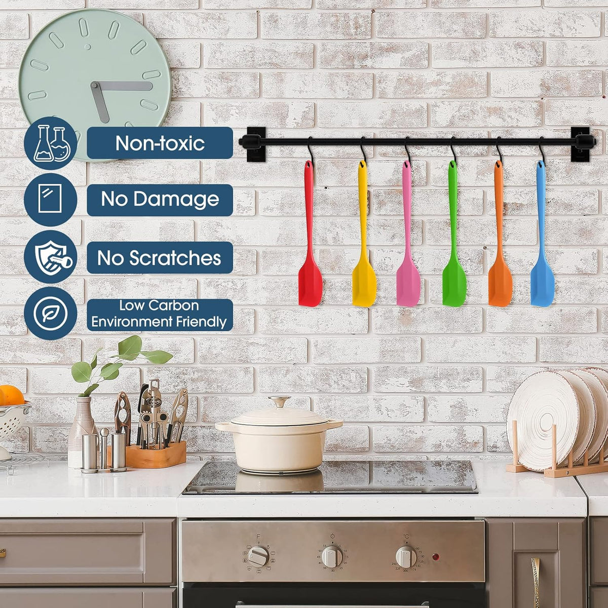 Irenare 36 Pcs Mini Silicone Spatulas Bulk 8.3 Inch Heat Resistant Scrapers Rubber Spatulas Seamless Design Non Stick Flexible for Kitchen Use Cooking Baking Mixing