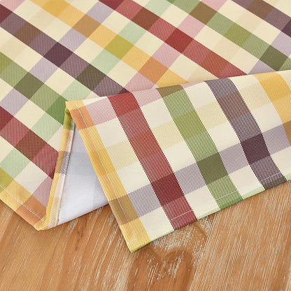 Waterproof Plaid Tablecloth Fabric - Square 58x58 Inch Classic Gingham Checker Christmas Thanksgiving Table Cloth for Indoor/Outdoor Use - Xmas Tabletop Cover for Picnics, BBQs, and Parties