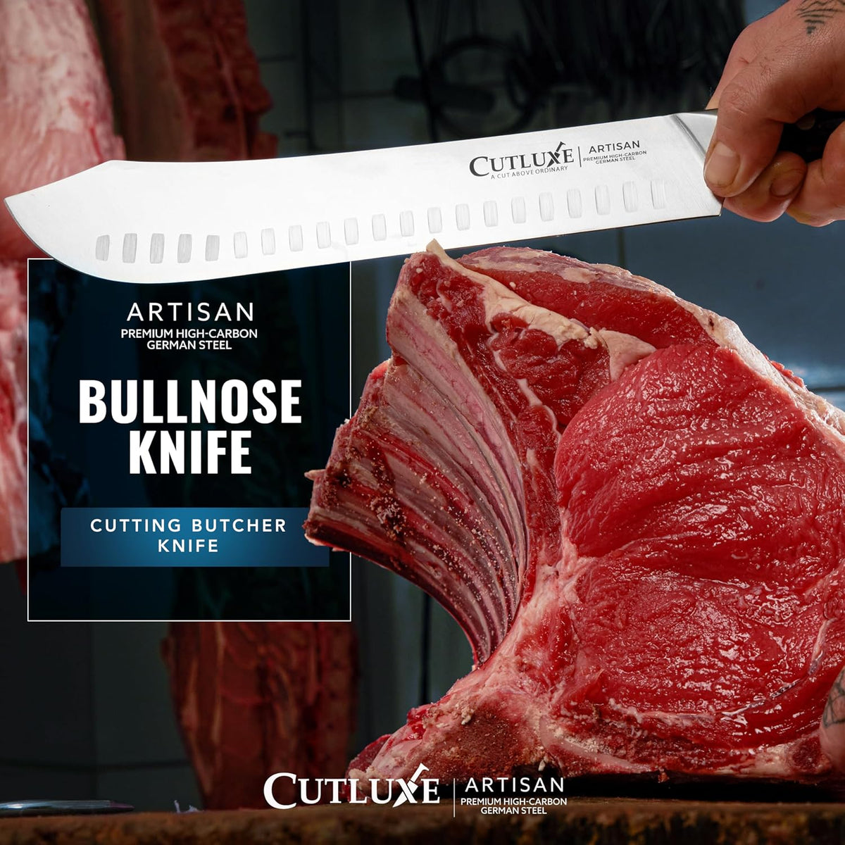 Cutluxe Butcher Knife – 10″ Bullnose Carving Knife, Forged High Carbon German Steel – Full Tang & Razor Sharp – Ergonomic Handle Design