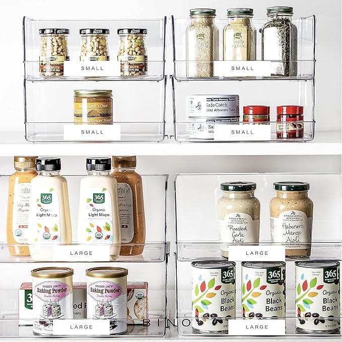 BINO | Stackable Plastic Storage Bins, Medium | THE MYRIAD COLLECTION | Multipurpose Bins | Pantry Organizers And Storage | Home Organization Containers | Clear Plastic Fridge Bin | Freezer Organizer