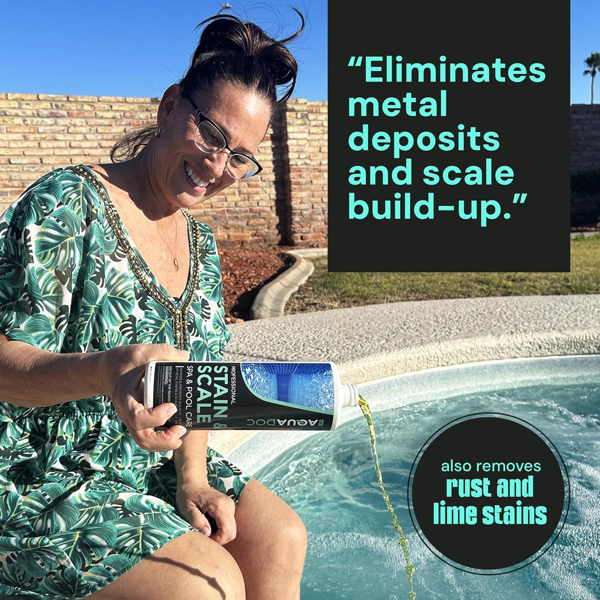 Spa Stain and Scale Control for Hot Tubs, Scale Metal & Stain Control for Hot Tubs, Prevent & Remove Stains in Hot Tubs with Our Hot Tub Water Softener & Spa Descaler Chemical - AquaDoc 32oz