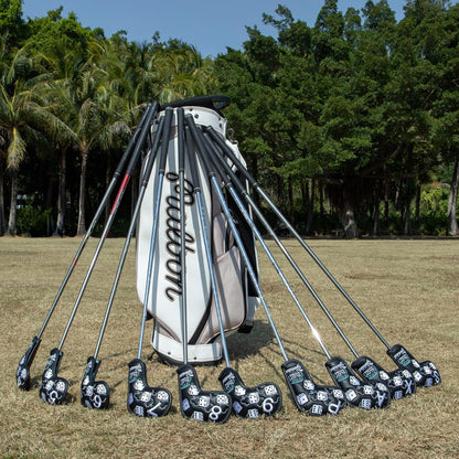 Golf Iron Covers Lucky 777 Golf Iron Headcover 10pcs Synthetic Leather Golf Clubs Iron Covers for Golf Clubs Head Covers for Irons with Magic Tape Fit All Brands
