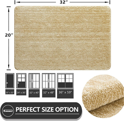REFETONE Indoor Doormat, Front Door Mat 20"x32" Absorbent Rubber Backing Non Slip Back Door Mats, Washable Low-Profile Inside Floor Mat Door Rugs for Entryway, Resist Dirt Mud Mat for Dogs, Brown