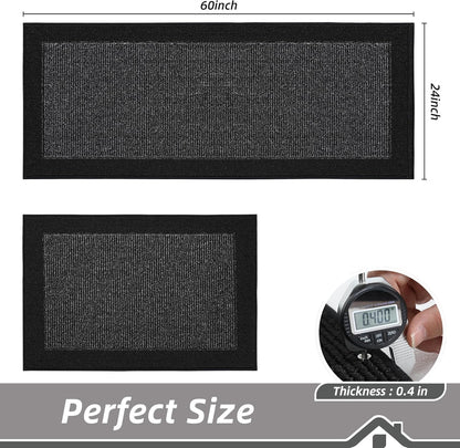 BEQHAUSE Kitchen Rugs and Mats Set of 2 Non-Slip Kitchen Mats for Floor, Absorbent and Stain Resistant Kitchen Runner, Machine Washable Rugs for Kitchen, Laundry & Sink, 24"x36"+24"x60", Black