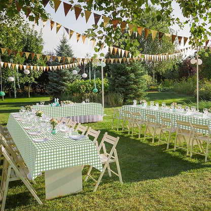 12Pack Sage Green Plastic Checkered Tablecloth, Premium Decorative Disposable Sage Green Gingham Plaid Table Cloths for Parties, Rectangle Party Table Cover for Picnic Birthday Wedding, 54x108 Inch