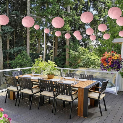 KNONEW 10 Pack 10'' Pink Outdoor Silk Lanterns Decorative Party Hanging Waterprooof Chinese Japanese Round Lanterns for Weddings, Birthdays, Parties Decoration (No Light Bulbs Included)