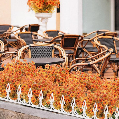XEOLIAN 12 Bundles Artificial Fall Flowers Fake Plastic Plants Indoor Outside Hanging Planter No Fade Faux Autumn Plants Thanksgiving Home Garden Fireplace Décor (Fall with Flowers)