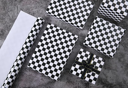Titiweet Checkered Flag Wrapping Paper Roll- Mini Roll 17 Inches X 33 Feet - Race Car Wrapping Paper for Boys Girls, Cars Wrapping Paper for Birthday Christmas Holiday