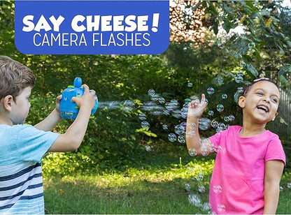 Fubbles Bubble Camera with Realistic Shutter Sound, Fun Lights and Music. Includes Premium Bubble Solution, Blue (47301E)