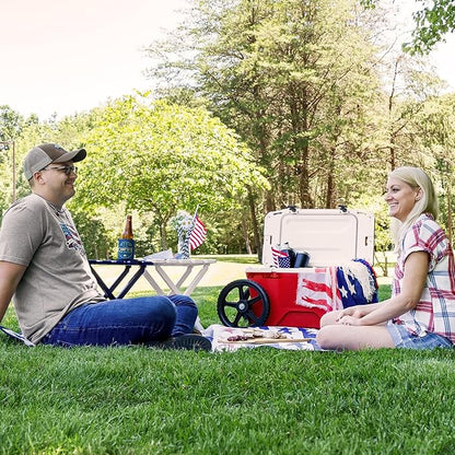 Camco 51695 White Large Adirondack Portable Outdoor Folding Side Table, Perfect for The Beach, Camping, Picnics, Cookouts and More, Weatherproof and Rust Resistant