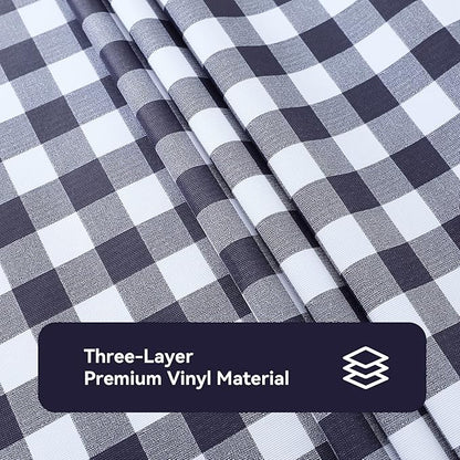 Romanstile Square Vinyl Tablecloth, 100% Waterproof Buffalo Gingham Plastic Table Cloth, Heavy Duty Wipeable Checkered Table Covers for Outdoor, Camping, Picnic, Patio - 60 x 60, Navy Blue