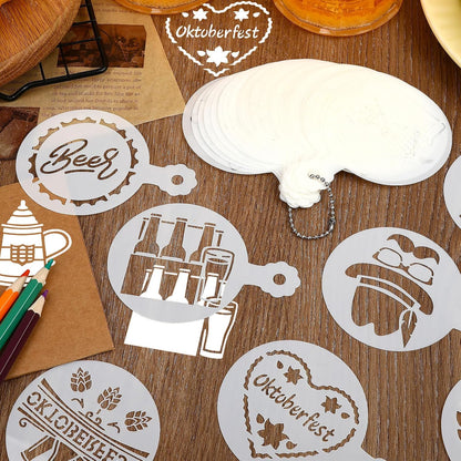 Julbear 36 Pieces Reusable Oktoberfest Cookie Cake Stencils Bavarian Style Templates Mold Tools for Oktoberfest Party Cookies Baking Painting Coffee