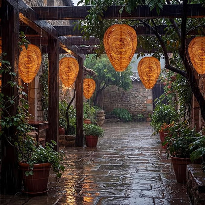 Honoson 12 Pieces Waterproof Hanging Lantern for Home Garden Yard Outdoors (Orange)
