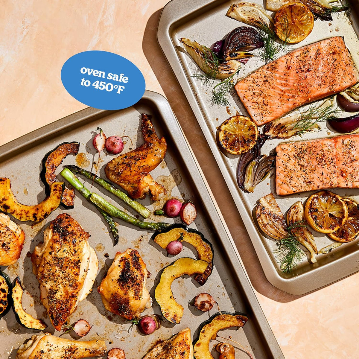 Cravings Bake-Anything 3-Piece Sheet Pan Set, Nonstick Steel Baking Sheets for Pizza, Cake, and Cookie Baking, Oversized, Medium, and Small Pans