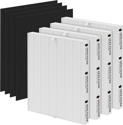 AP-1512HH Replacement Filter Compatible with Coway Airmega AP-1512HH and Airmega 200M Air Puri-fiers, 4 Filters and 4 Carbon Pre-Filters, Compared to Part #3304899, 4 Pack