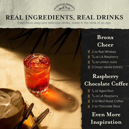 Liquid Alchemist Raspberry Syrup for Cocktails | Real Ingredients Make our Raspberry Syrup for Drinks a great Margarita Mix | Small Batch, Non-GMO &amp; Vegan | 25.4 oz Drink Mixer, Pack of 1