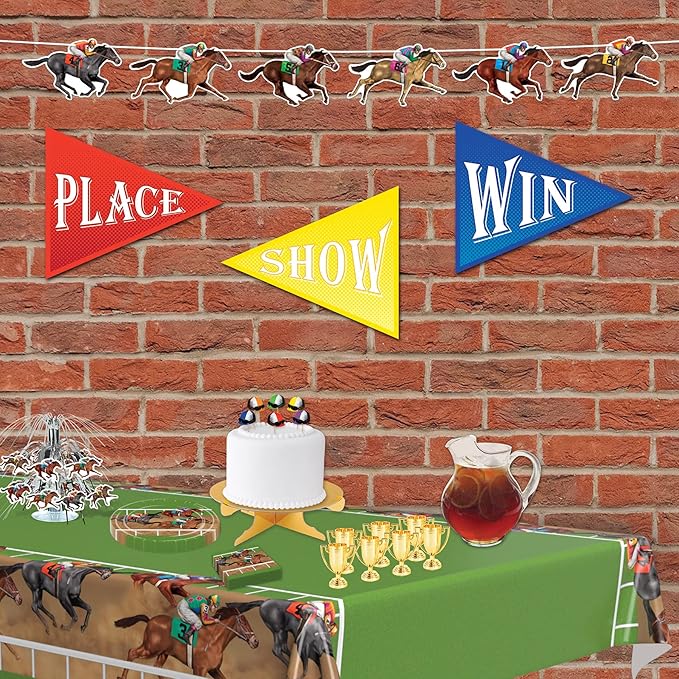 Beistle 3 Piece 6.5" x 6' Horse Racing Banners For Equestrian Theme Race Day Party Decorations