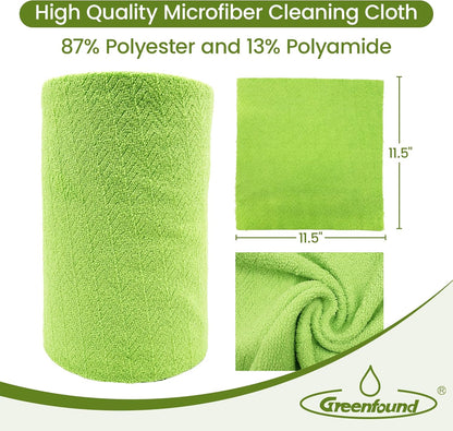 Greenfound Microfiber Cleaning Cloth Roll -80 Pack,Tear Away Microfiber Towels for Car,Reusable Paper Towels Washable,Absorbent,Lint Free Cleaning Rags for House,Kitchen,Window-11.5"×11.5"(Wave Green)