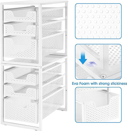 Simple Trending 3-Tier Under Sink Cabinet Organizer with Sliding Storage Drawer, Desktop Organizer for Kitchen Bathroom Office, Stackbale,White