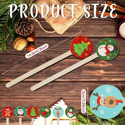 Jinei 120 Pcs Christmas Wooden Coffee Stirrers Wood Cocktail Coffee Stir Sticks Disposable Drink Stirrers for Stirring Hot Chocolate Milkshake