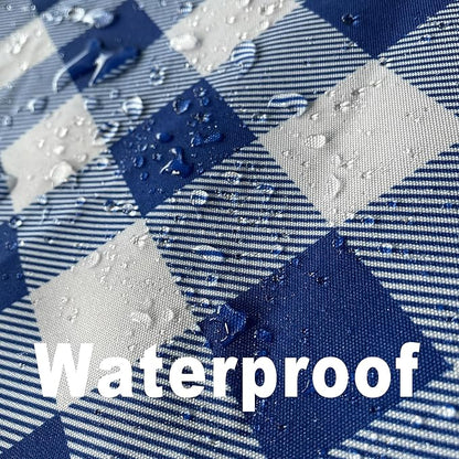 Waterproof Plaid Tablecloth Fabric - Round 120 Inch Classic Gingham Checker Table Cloth for Indoor/Outdoor Use - Buffalo Table Cover for Picnics, BBQs, and Parties