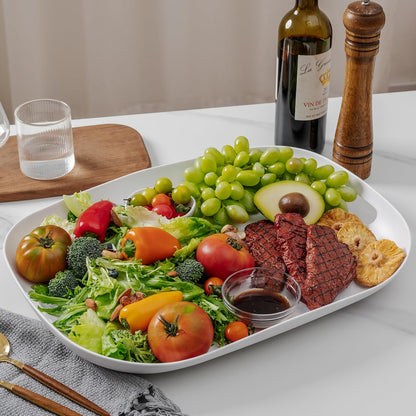Extra Large Serving Platter, Set of 2, 18.75 x 14.375 x 2 Inch Large Melamine Serving Tray with Handle,Rectangular Serving Trays for Party
