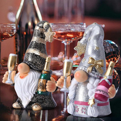 Champagne Gnomes Christmas Decorations for Home Party Gnomes Figurines Wine Bar Decor Gnomes Gifts for Women Champagne Birthday Wedding Party