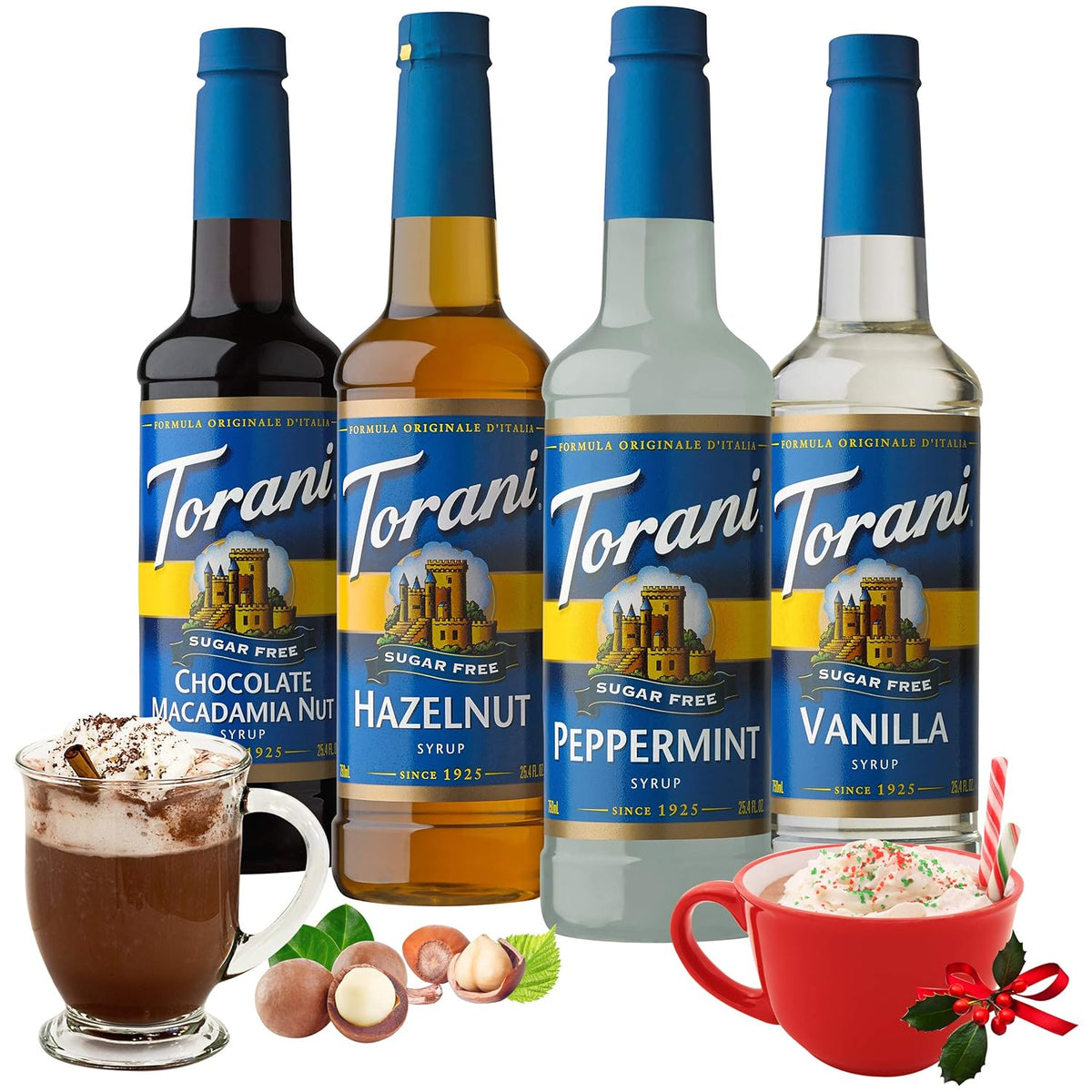 Torani Sugar Free Syrup, Holiday Variety Pack, 25.4 Ounce (Pack of 4)