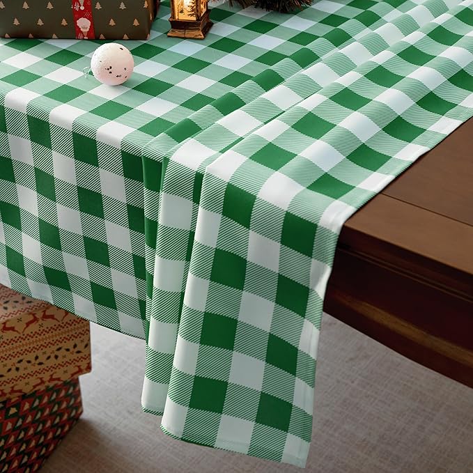Classic Gingham Plaid Tablecloth Fabric - Rectangular 58x102 Inch Water Resistant Checked Table Cloth for Indoor/Outdoor Use - Table Cover for Kitchen, Picnics, Gardens, and Parties