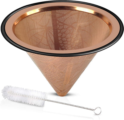 Compatible with Chemex, Hario V60 Pour Over Coffee Filter - Wide Metal Base Reusable Stainless Steel Coffee Dripper - Paperless Coffee Filter for Sustainable Brewing