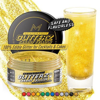 Monégasque Canary Yellow Edible Glitter for Drinks 10g – Yellow Edible Glitter for Cakes & Cocktails – Halloween Cocktail Drink Shimmer Flakes